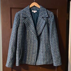 Liz Claiborne Turquoise Blue Tweed Blazer